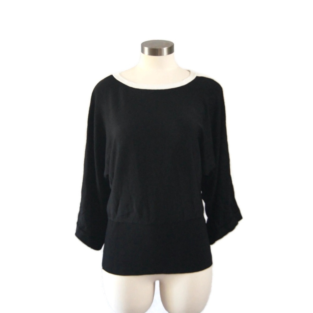 Adrienne Vittadini Black Blouse Size L Rayon Blend